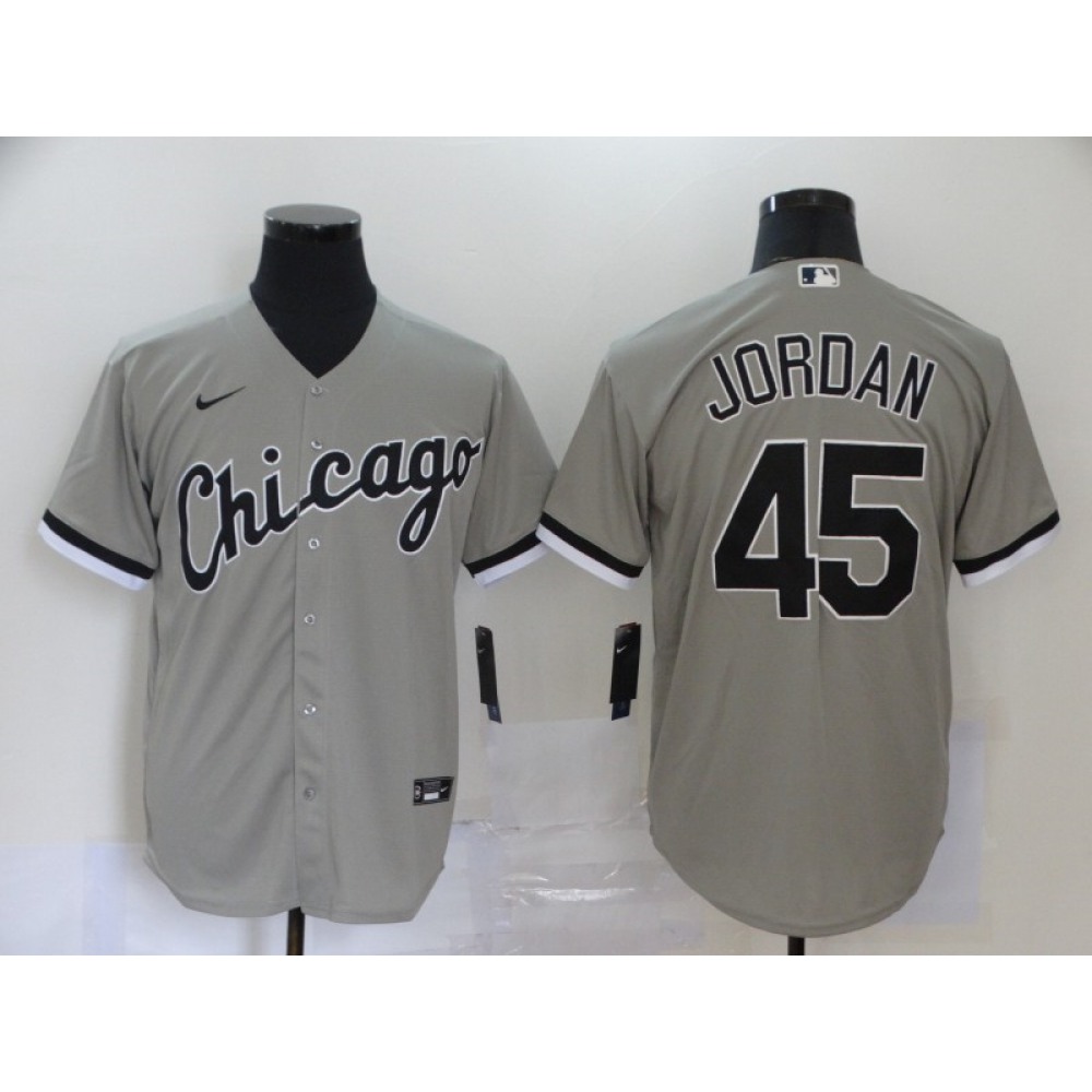 Men's Chicago White Sox #45 Michael Jordan Grey Cool Base Stitched MLB Jersey