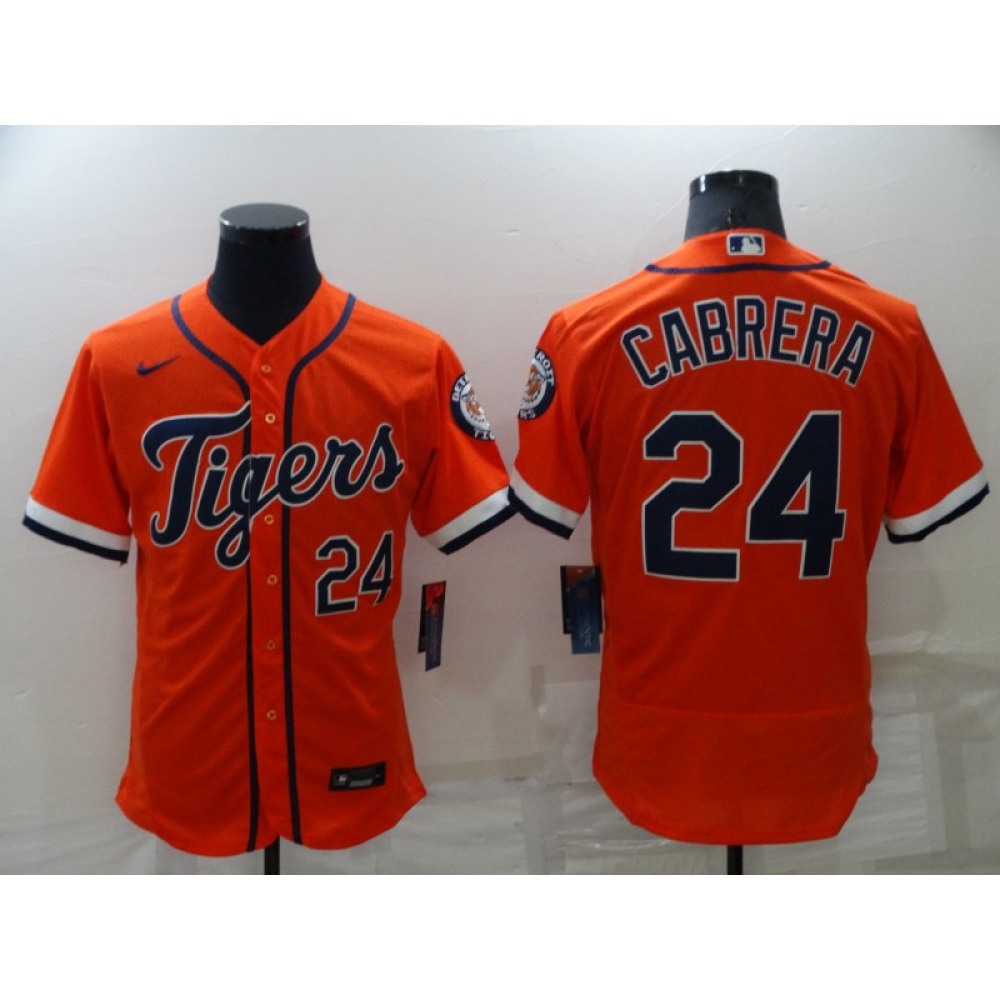 Men's Detroit Tigers #24 Miguel Cabrera Orange Flex Base Stitched Jersey