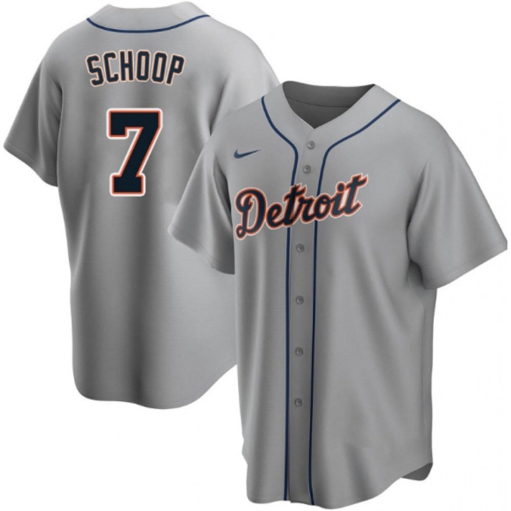 Men's Detroit Tigers #7 Jonathan Schoop Grey Cool Base Stitched Jersey