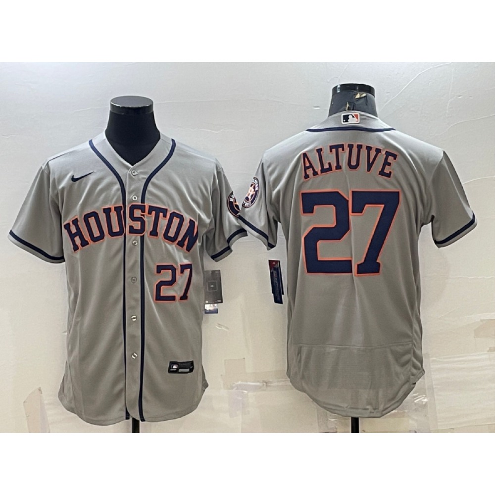 Men's Houston Astros #27 Jose Altuve Grey Flex Base Stitched Baseball Jersey