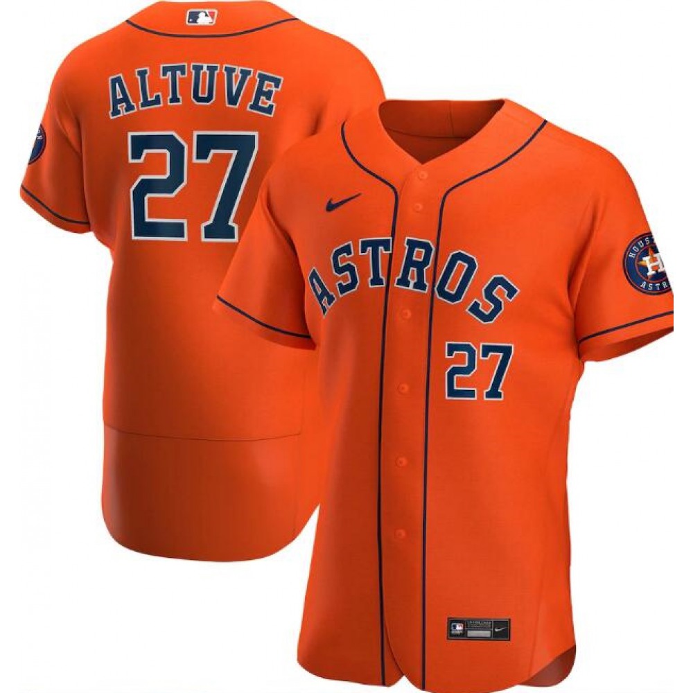 Men's Houston Astros #27 Jose Altuve Orange Flex Base Stitched Jersey