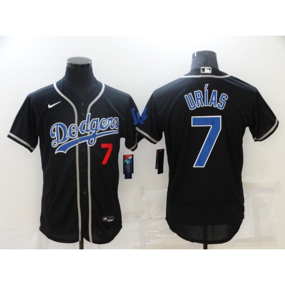 Men's Los Angeles Dodgers #7 Julio Urias Black Flex Base Sttiched Jersey
