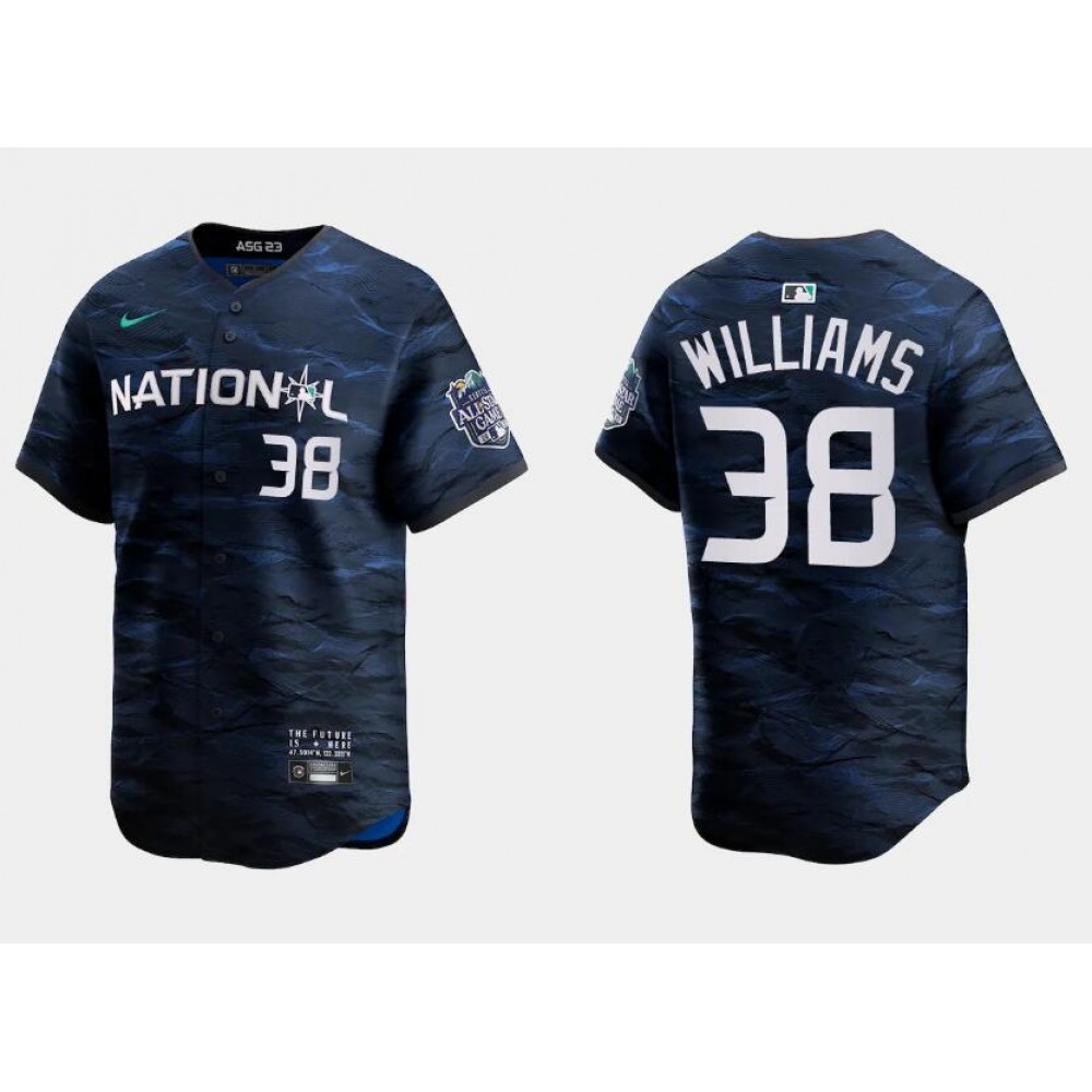 Men's Milwaukee Brewers #38 Devin Williams Royal 2023 All-star Cool Base Stitched Baseball Jersey