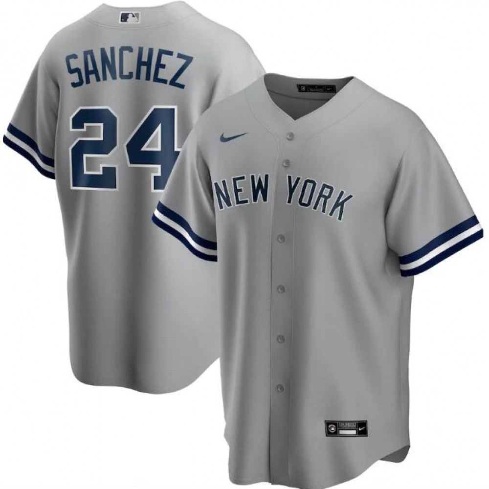Men's New York Yankees #24 Gary Sanchez Grey Cool Base Stitched Jersey