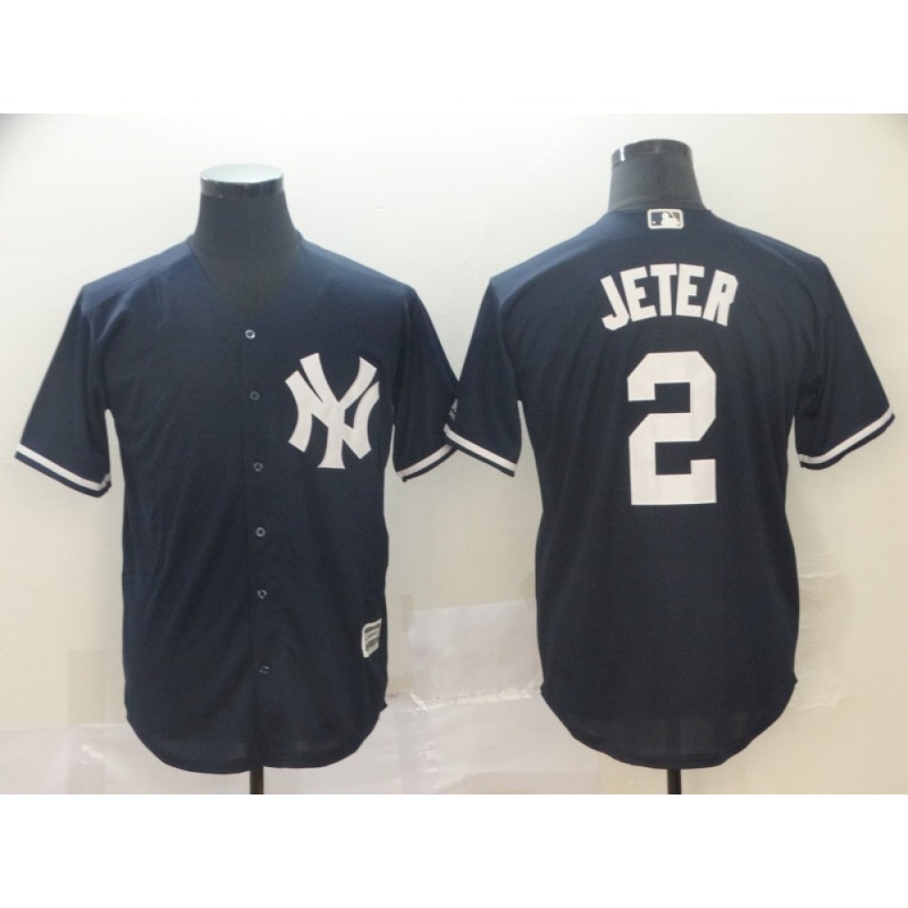 Men's New York Yankees #2 Derek Jeter Navy Cool Base Player Stitched MLB Jersey