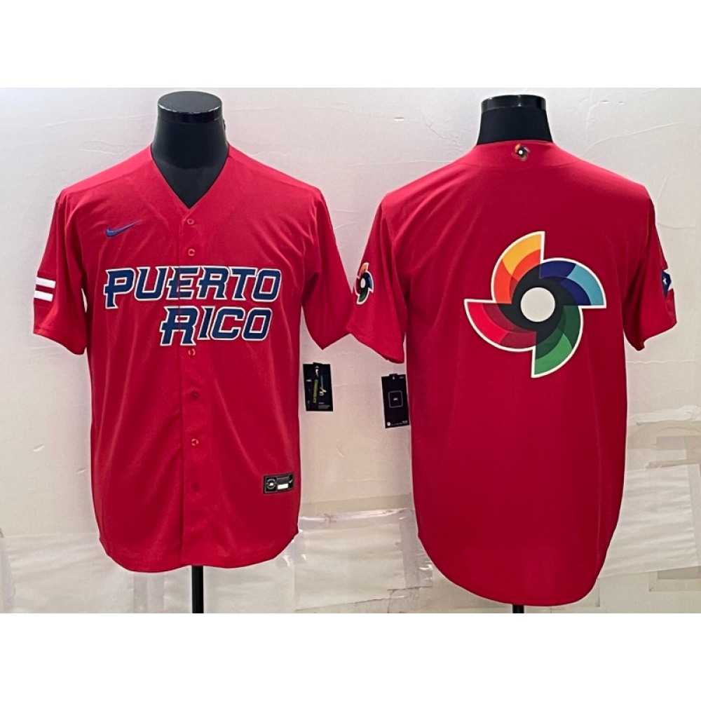 Men's Puerto Rico Baseball 2023 Red World Baseball Big Logo With Patch Classic Stitched Jersey