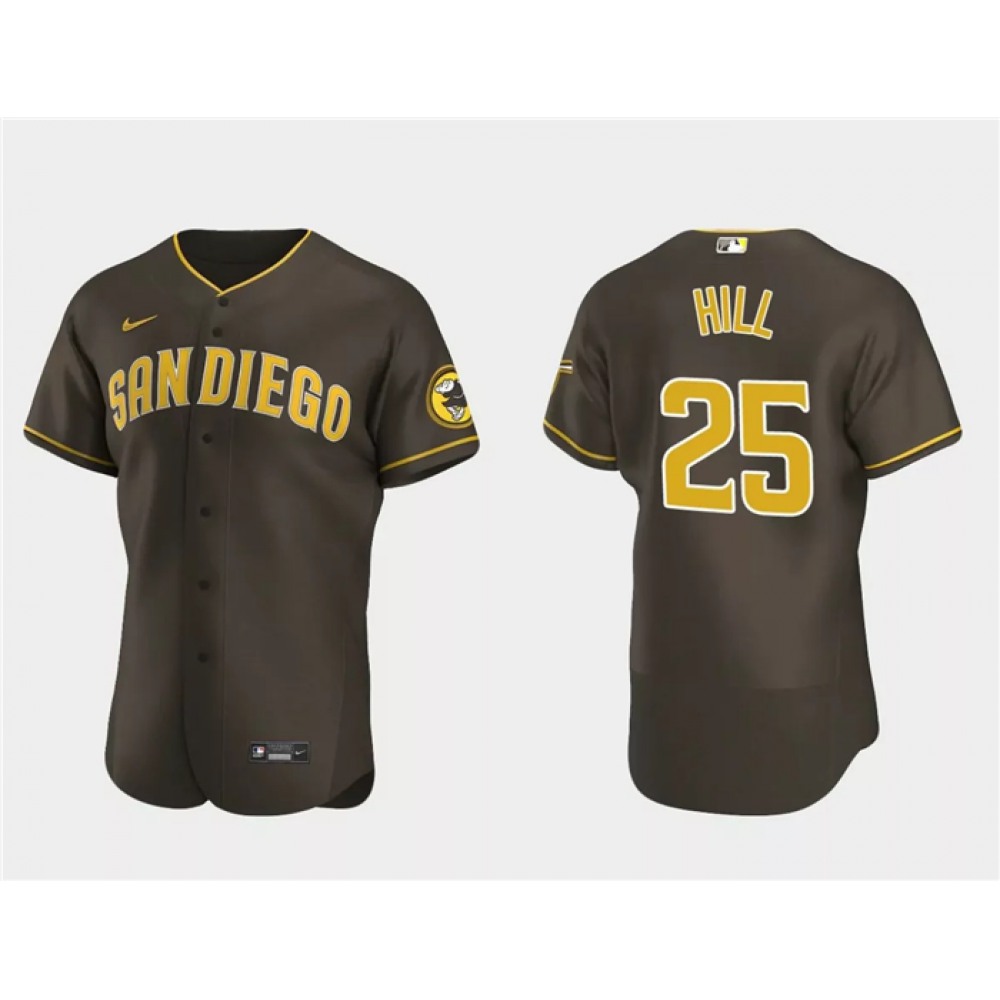 Men's San Diego Padres #25 Tim Hill Brown Flex Base Stitched Baseball Jersey