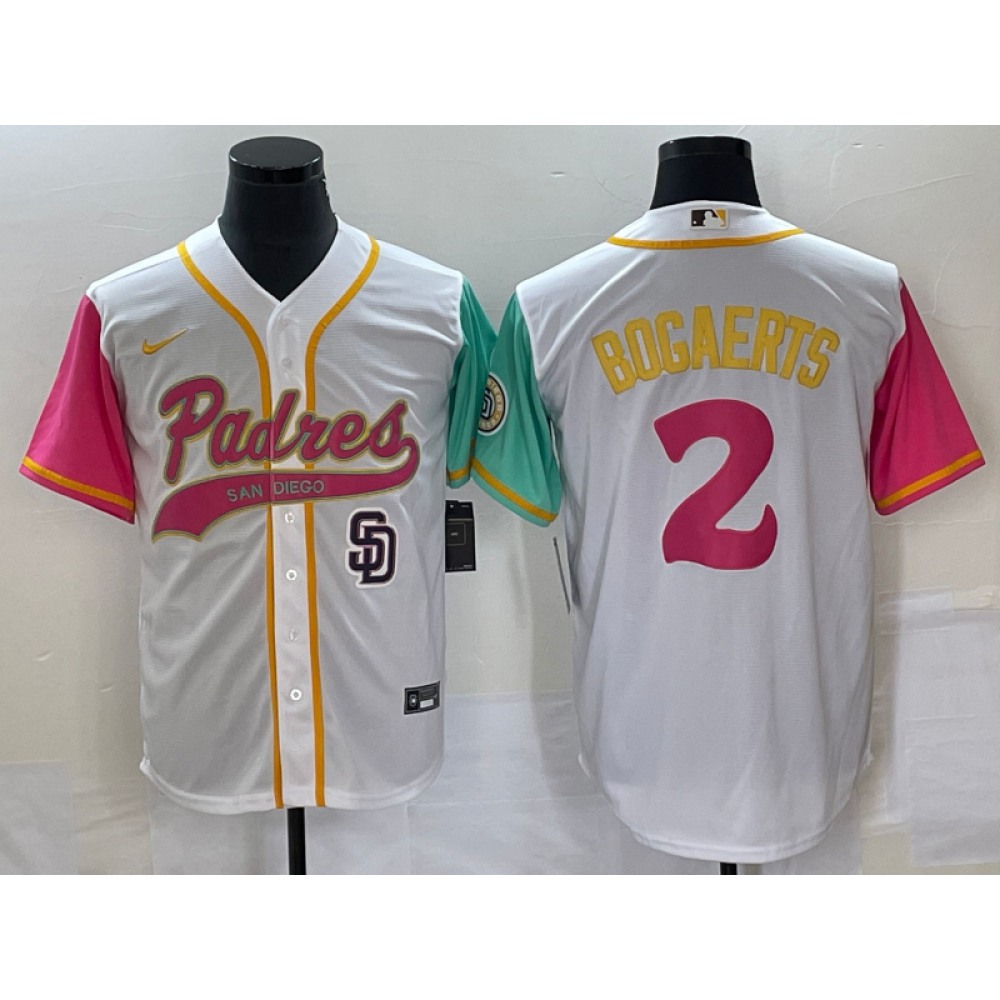 Men's San Diego Padres #2 Xander Bogaerts White City Connect Cool Base With Patch Stitched Baseball Jersey