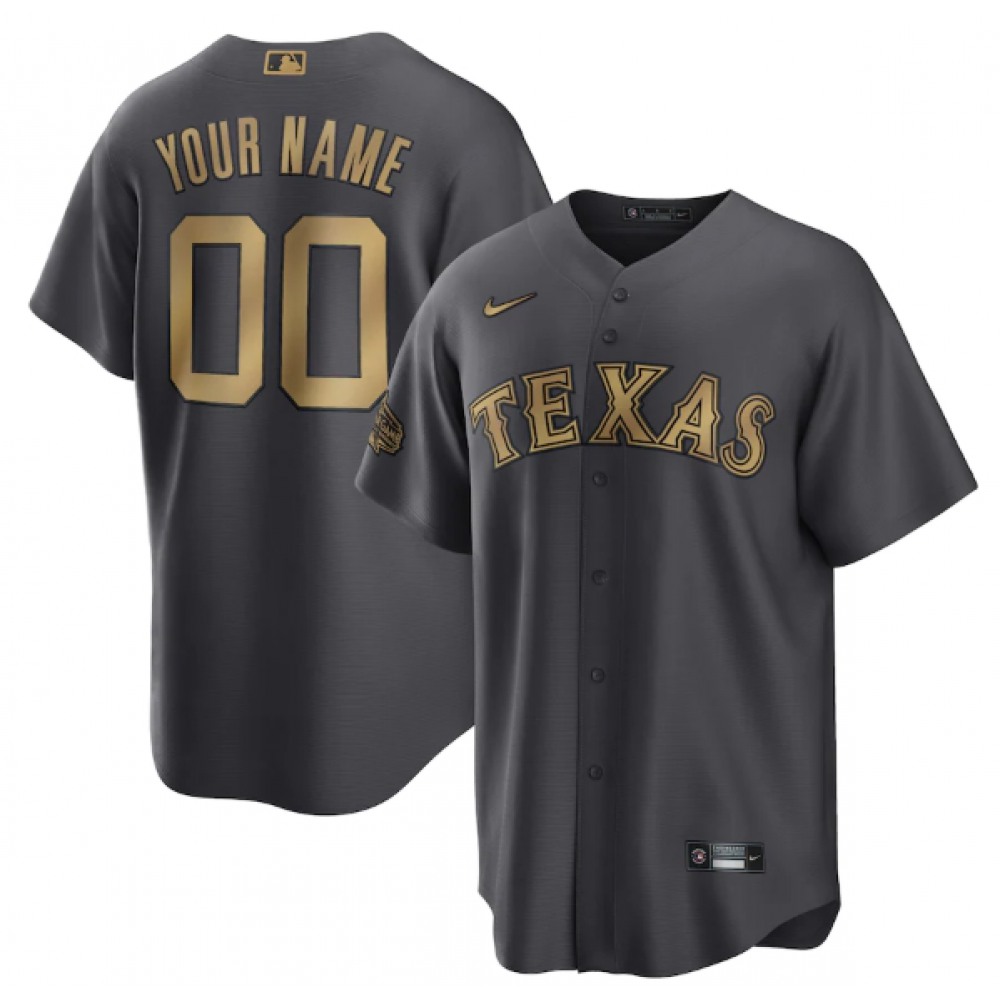 Men's Texas Rangers ACTIVE Player Custom 2022 All-Star Charcoal Cool Base Stitched Baseball Jersey