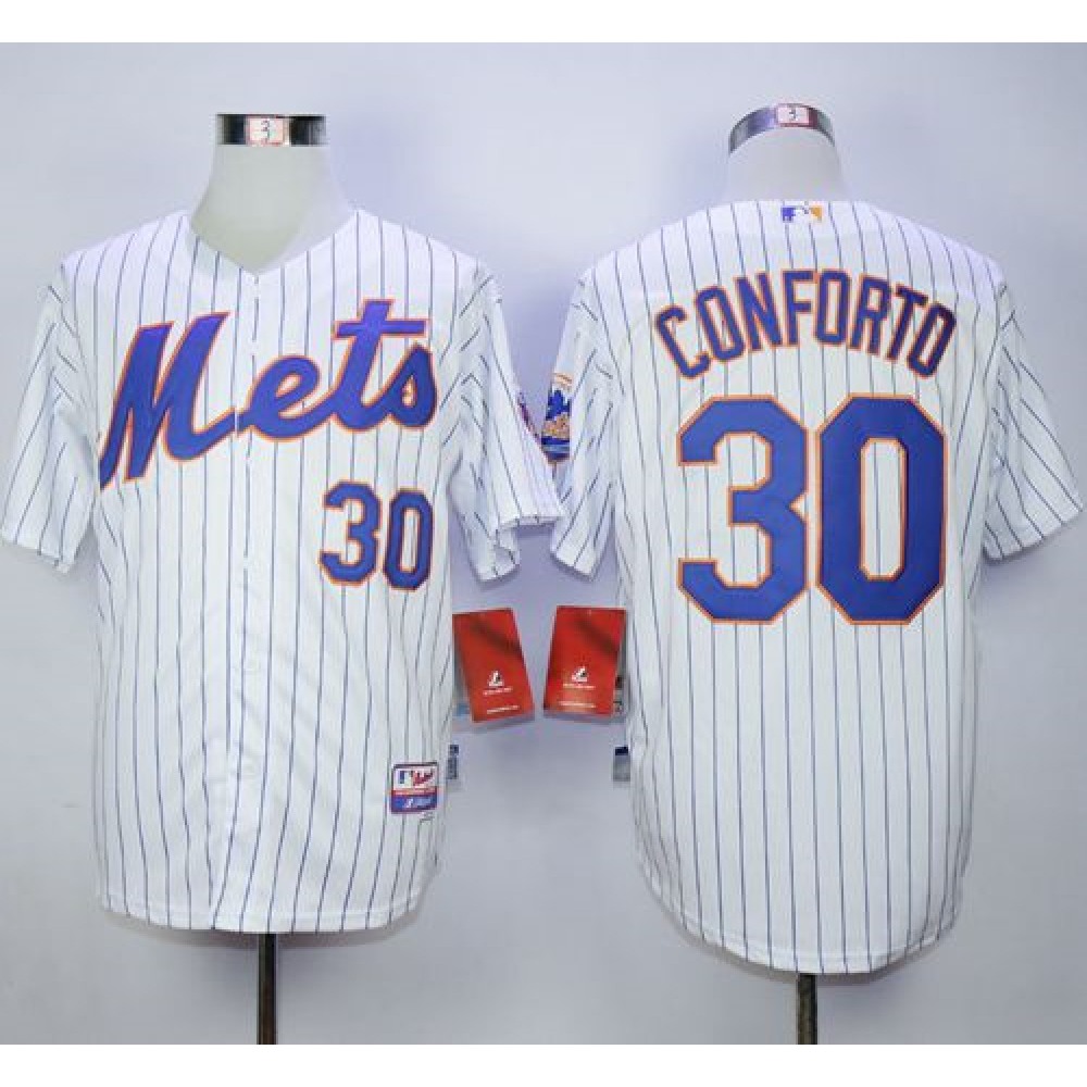 Mets #30 Michael Conforto White(Blue Strip) Cool Base Stitched MLB Jersey