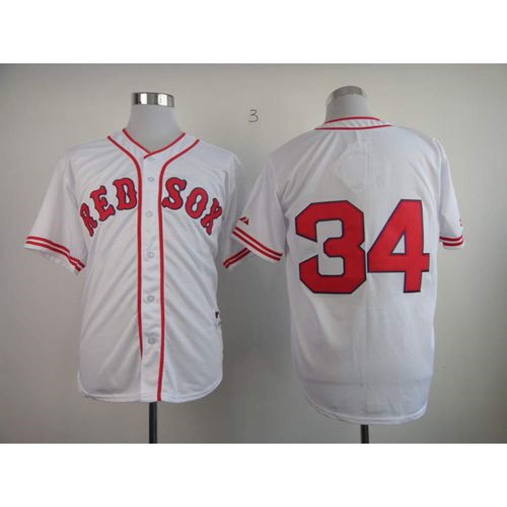 Red Sox #34 David Ortiz White 1936 Turn Back The Clock Stitched MLB Jersey
