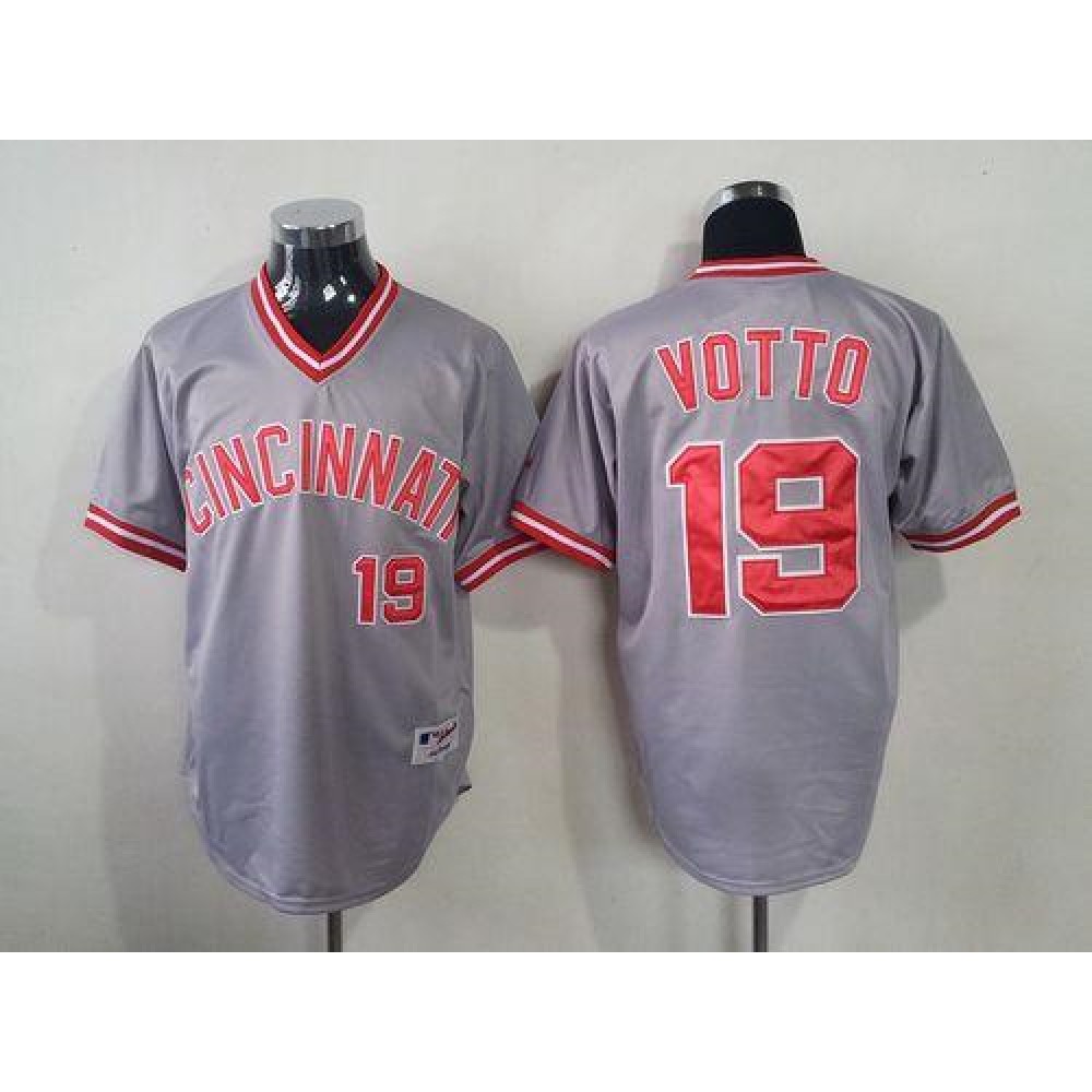 Reds #19 Joey Votto Grey 1991 Turn Back The Clock Stitched MLB Jersey