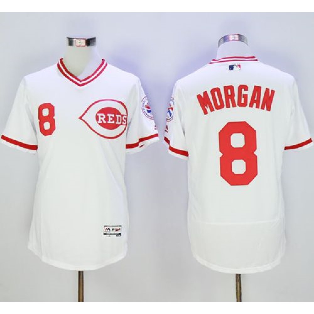 Reds #8 Joe Morgan White Flexbase Authentic Collection Cooperstown Stitched MLB Jersey