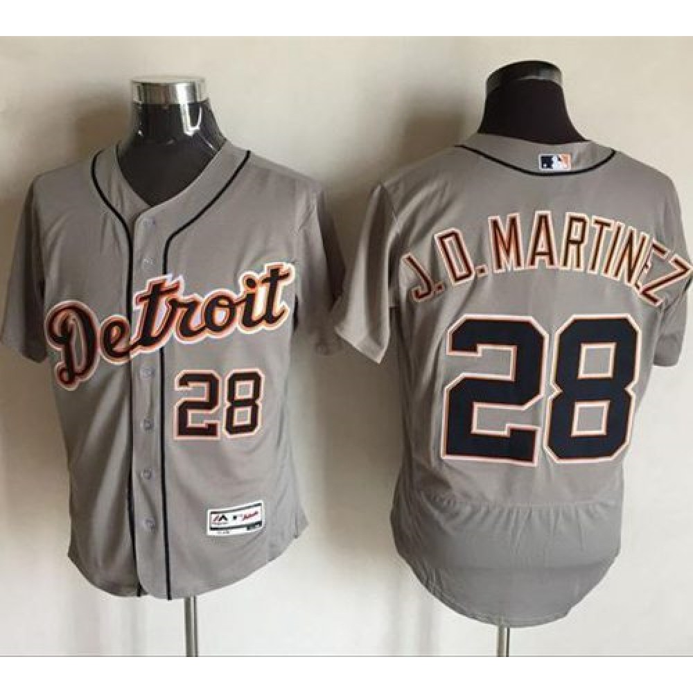 Tigers #28 J. D. Martinez Grey Flexbase Authentic Collection Stitched MLB Jersey