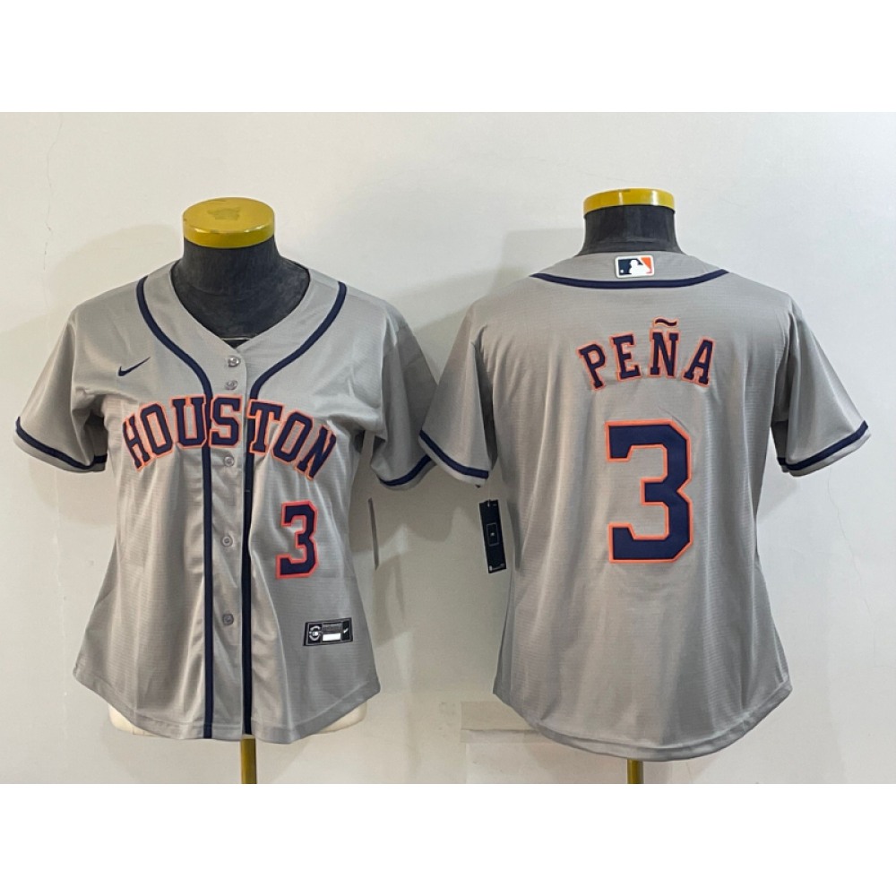 Women's Houston Astros #3 Jeremy Pena Gray Cool Base Stitched Baseball Jersey(Run Small)