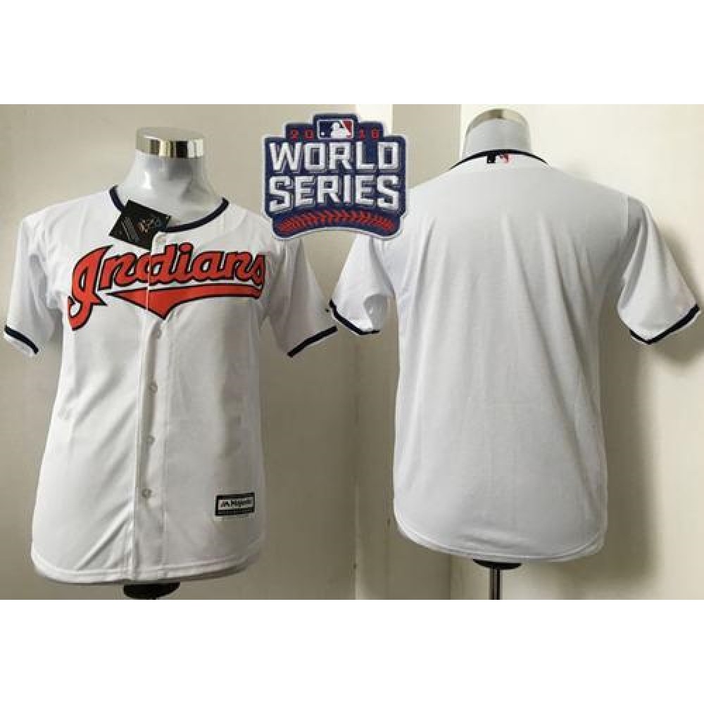 indians Blank White Cool Base 2016 World Series Bound Stitched Youth MLB Jersey