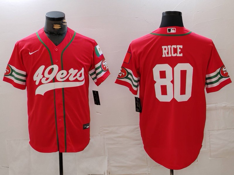 Men's San Francisco 49ers #80 Jerry Rice Red Mexico Cool Base Stitched Baseball Jersey