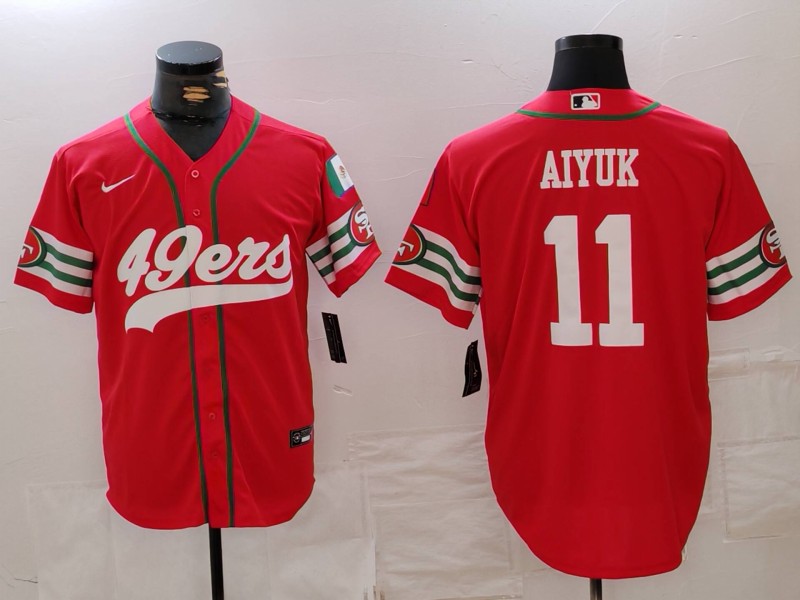 Men's San Francisco 49ers #11 Brandon Aiyuk Red Mexico Cool Base Stitched Baseball Jersey