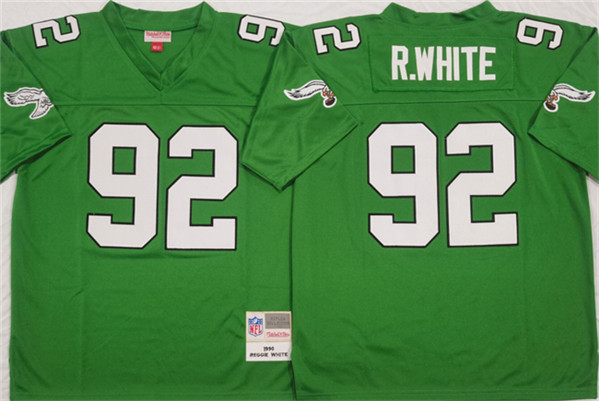 Men's Philadelphia Eagles #92 Reggie White Kelly Green Throwback Football Stitched Jersey