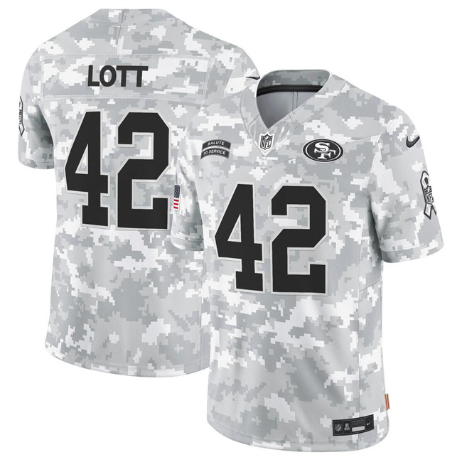 Men's San Francisco 49ers #42 Ronnie Lott 2024 F.U.S.E Arctic Camo Salute To Service Limited Stitched Football Jersey