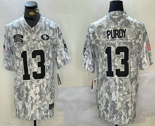 Men's San Francisco 49ers #13 Brock Purdy 2024 FUSE Arctic Camo Salute to Service Limited Stitched Jersey