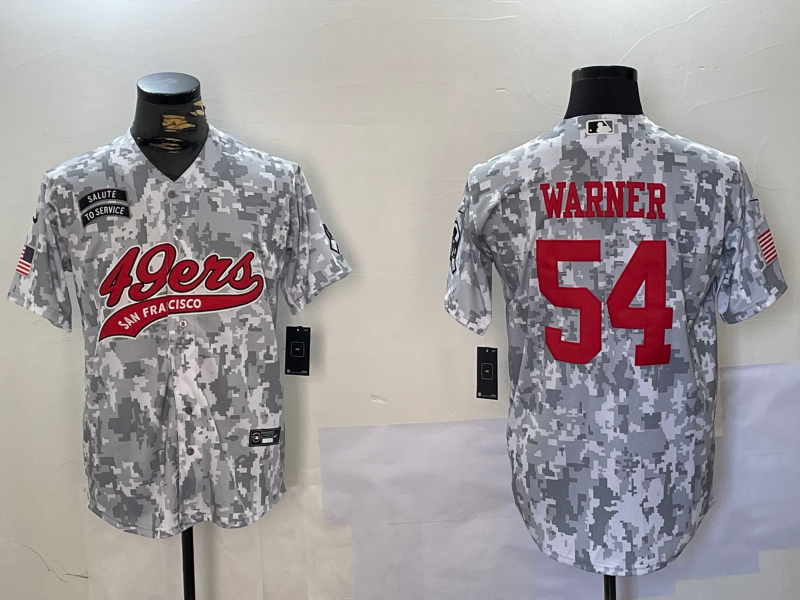 Men's San Francisco 49ers #54 Fred Warner Arctic Camo 2024 Salute to Service Stitched Baseball Jersey