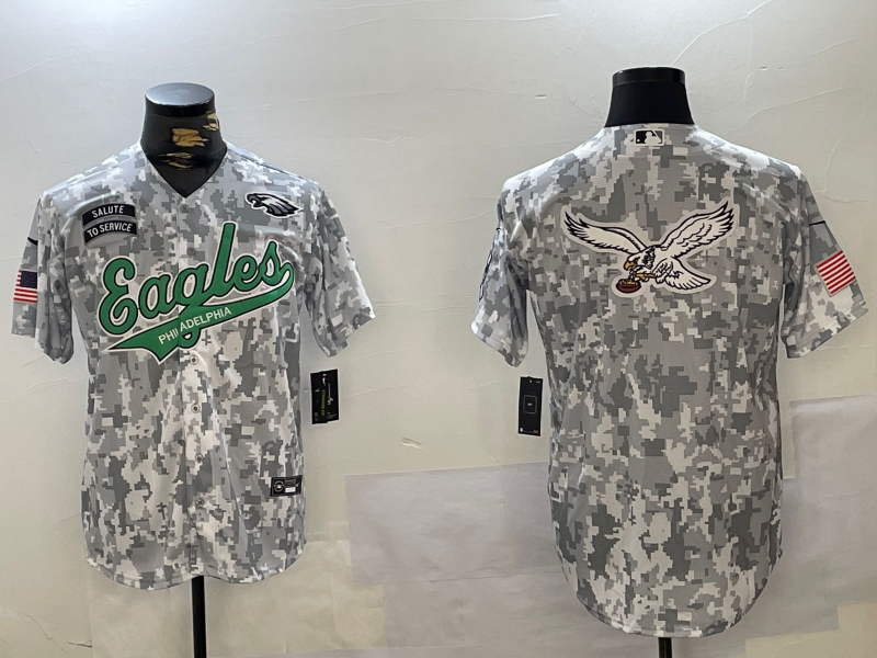 Men's Philadelphia Eagles Blank Arctic Camo 2024 Salute to Service Stitched Baseball Jerseys