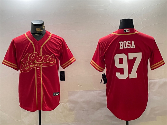 Men's San Francisco 49ers #97 Nick Bosa Red Cool Base Stitched Baseball Jersey