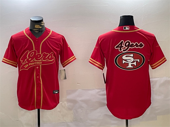 Men's San Francisco 49ers Team Big Logo Red Cool Base Stitched Baseball Jersey