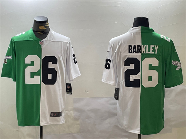 Men's Philadelphia Eagles #26 Saquon Barkley Green White Split Vapor Untouchable Limited Stitched Football Jersey