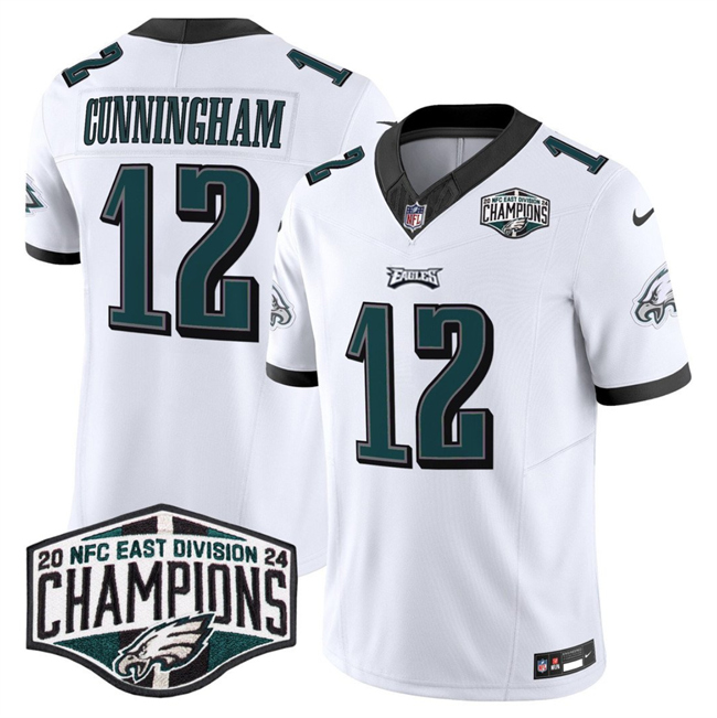 Men's Philadelphia Eagles #12 Randall Cunningham White 2024 NFC East Champions F.U.S.E. Vapor Untouchable Limited Stitched Football Jersey