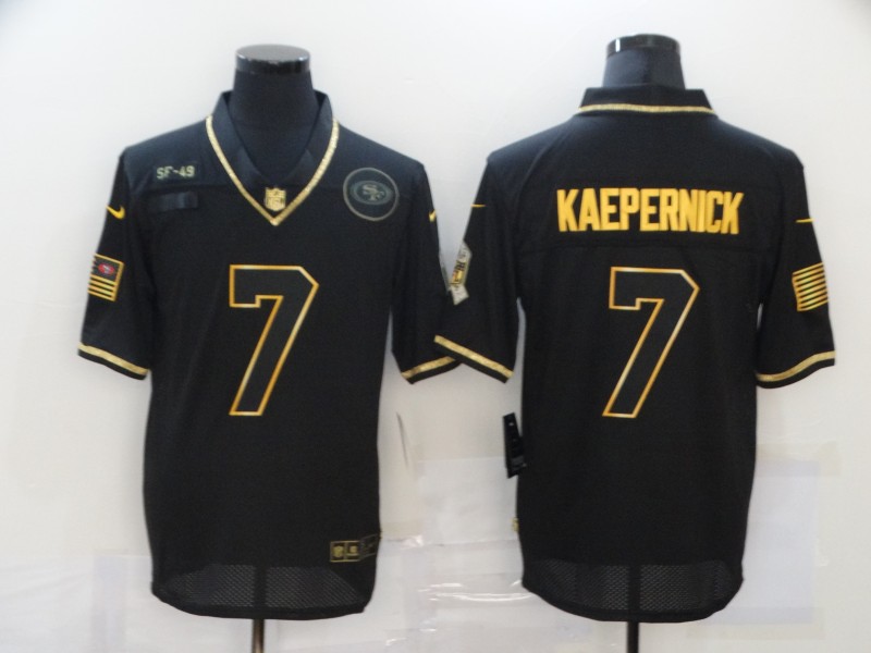 Men's San Francisco 49ers #7 Colin Kaepernick Black Gold 2020 Salute To Service Stitched NFL Nike Limited Jersey