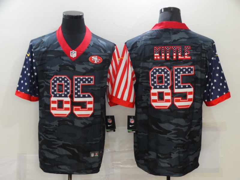 Men's San Francisco 49ers #85 George Kittle USA Camo 2020 Salute To Service Stitched NFL Nike Limited Jersey