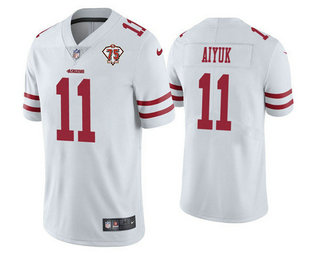 Men's San Francisco 49ers #11 Brandon Aiyuk White 2021 75th Anniversary Vapor Untouchable Limited Stitched NFL Jersey