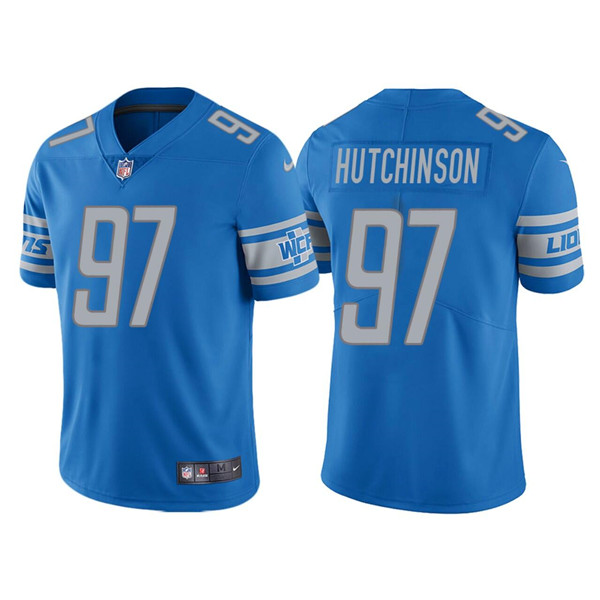 Men's Detroit Lions #97 Aidan Hutchinson Blue Vapor Untouchable Limited Stitched Jersey