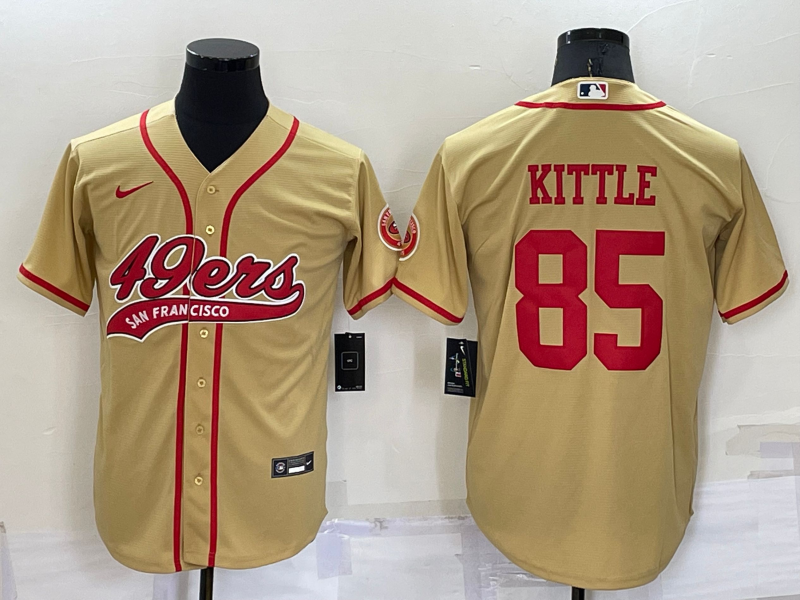 Men's San Francisco 49ers #85 George Kittle Gold Stitched Cool Base Nike Baseball Jersey