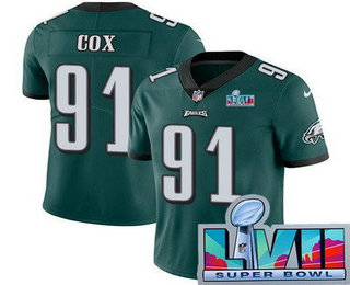 Men's Philadelphia Eagles #91 Fletcher Cox Limited Green Super Bowl LVII Vapor Jersey