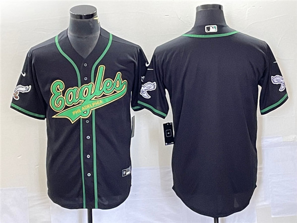 Men's Philadelphia Eagles Blank Black Cool Base Stitched Baseball Jersey