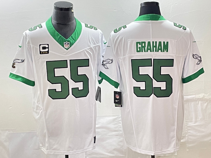 Men's Philadelphia Eagles #55 Brandon Graham White 2023 F.U.S.E. Vapor Untouchable With C Patch Stitched Football Jersey