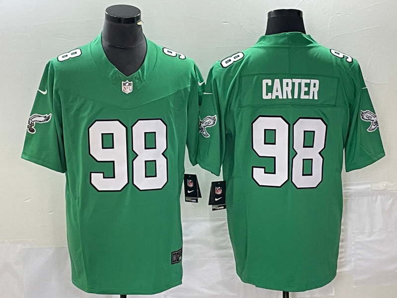 Men's Philadelphia Eagles #98 Jalen Carter Green 2023 F.U.S.E. Vapor Untouchable Stitched Football Jersey