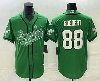 Men's Philadelphia Eagles #88 Dallas Goedert Green Cool Base Stitched Baseball Jersey