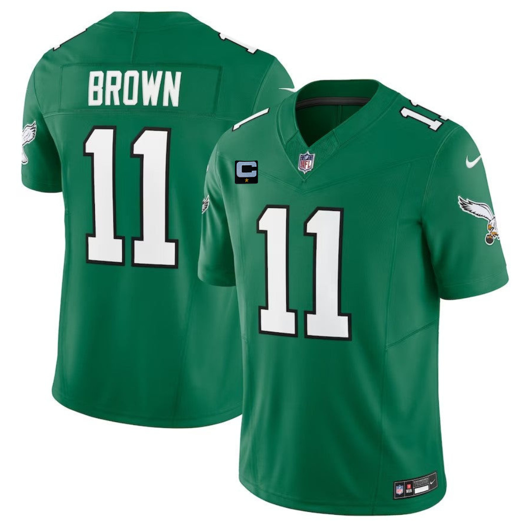 Men's Philadelphia Eagles #11 A. J. Brown Green 2023 F.U.S.E. With 1-Star C Patch Vapor Untouchable Limited Football Stitched Jersey