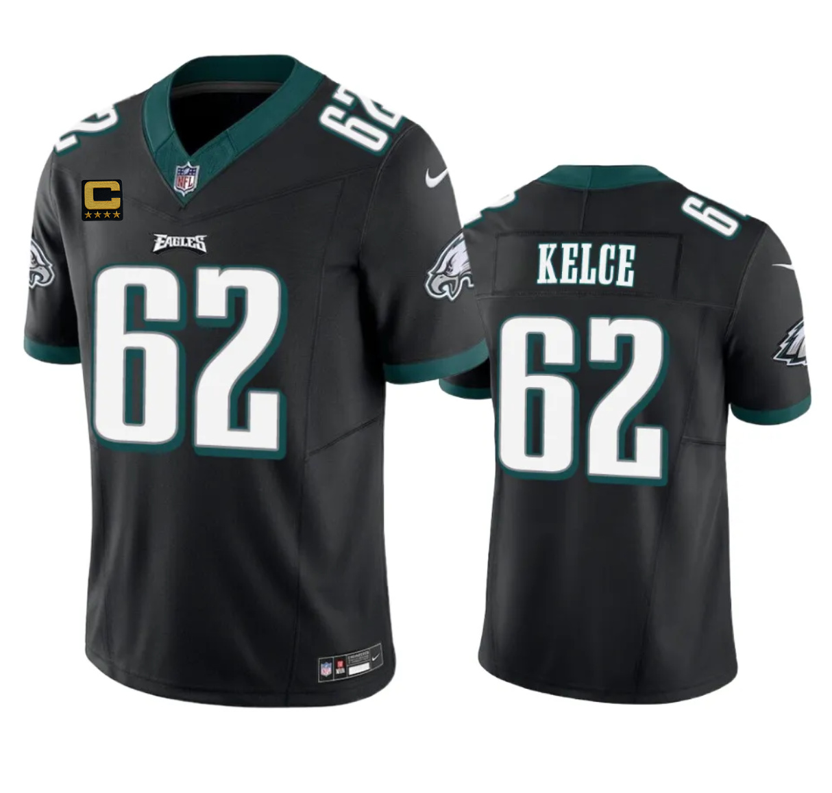 Men's Philadelphia Eagles #62 Jason Kelce Black 2023 F.U.S.E. With 4-Star C Patch Vapor Vapor Untouchable Limited Football Stitched Jersey