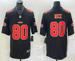 Men's San Francisco 49ers #80 Jerry Rice Black Red Fashion Vapor Limited Stitched Jersey