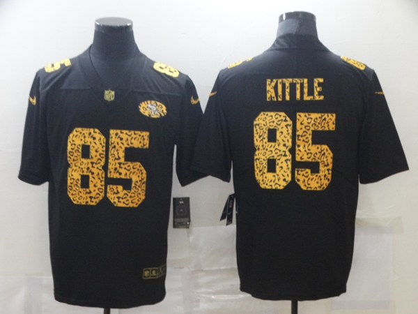 Men's San Francisco 49ers #85 George Kittle 2020 Black Leopard Print Fashion Limited Stitched Jersey