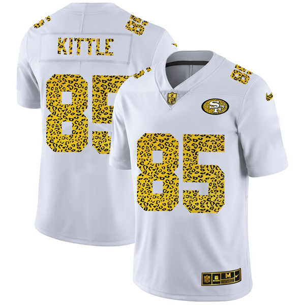 Men's San Francisco 49ers #85 George Kittle 2020 White Leopard Print Fashion Limited Stitched Jersey