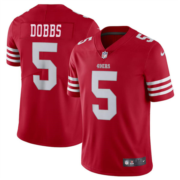 Men's San Francisco 49ers #5 Josh Dobbs Red Vapor Untouchable Limited Football Stitched Jersey