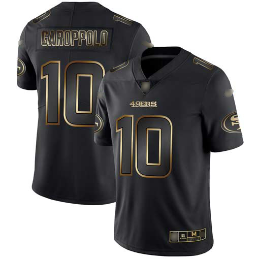 49ers #10 Jimmy Garoppolo Black Gold Men's Stitched Football Vapor Untouchable Limited Jersey