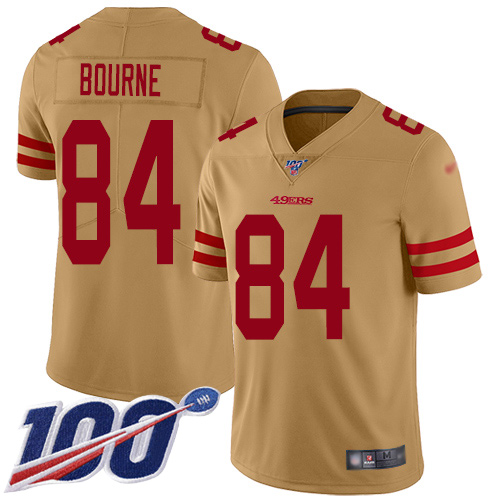 San Francisco 49ers Men's #84 Kendrick Bourne Gold Limited 100th Season Inverted Legend Jersey