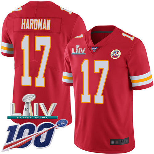 Nike Chiefs #17 Mecole Hardman Red Super Bowl LIV 2020 Team Color Men's Stitched NFL 100th Season Vapor Untouchable Limited Jersey